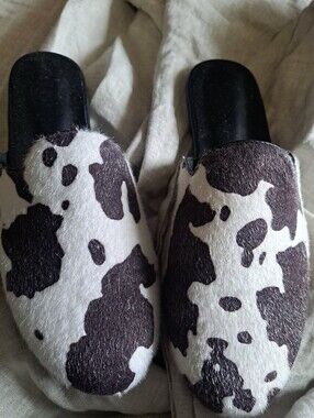 Calf Hair Mules - Brown And White - 8.5 - Private Label